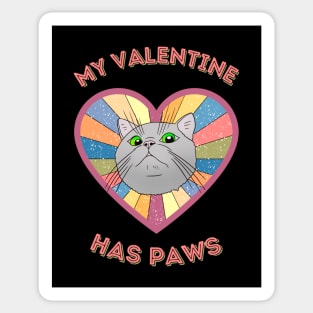 My Valentine has paws- a retro vintage design with a cute cat Sticker